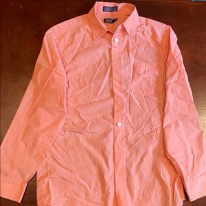 IZOD Orange & White Striped Boys Dress Shirt 14/16